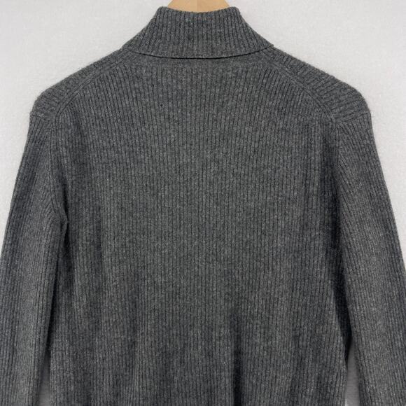 SAKS FIFTH AVENUE Sweater Womens L 100% Cashmere Turtleneck Ribbed Pullover Gray - Picture 7 of 12